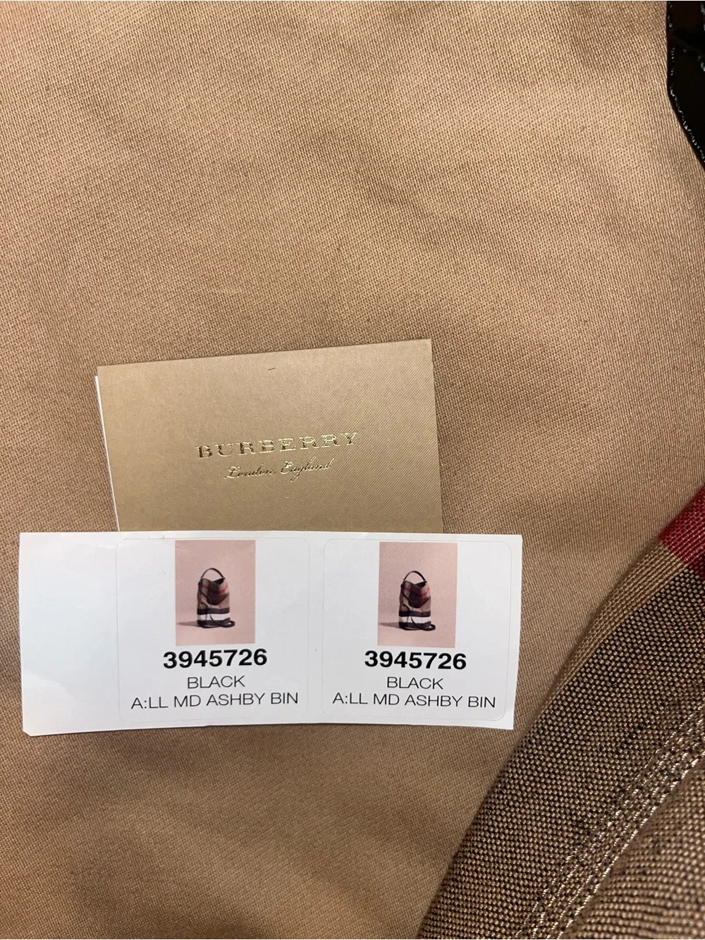 Burberry Tan & Black Canvas Hobo with Stripe Detail